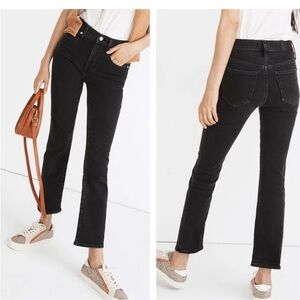 Madewell Cali Demi Boot Black Wash Flare Bootcut High Rise Ankle Jean 28 Petite